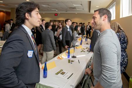 Student networks with an employer at a mixer