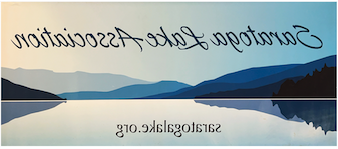 Logo features blue landscape of lake